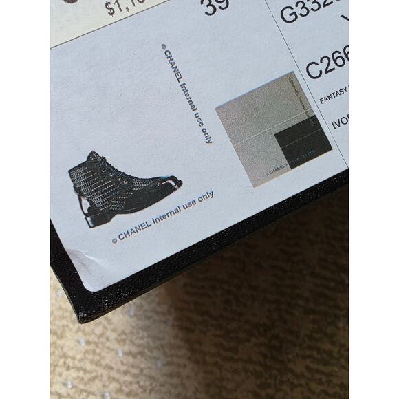 Chanel 2017 Tweed Pattern Logo Embellished Combat Boots 39 sz - Picture 6 of 15